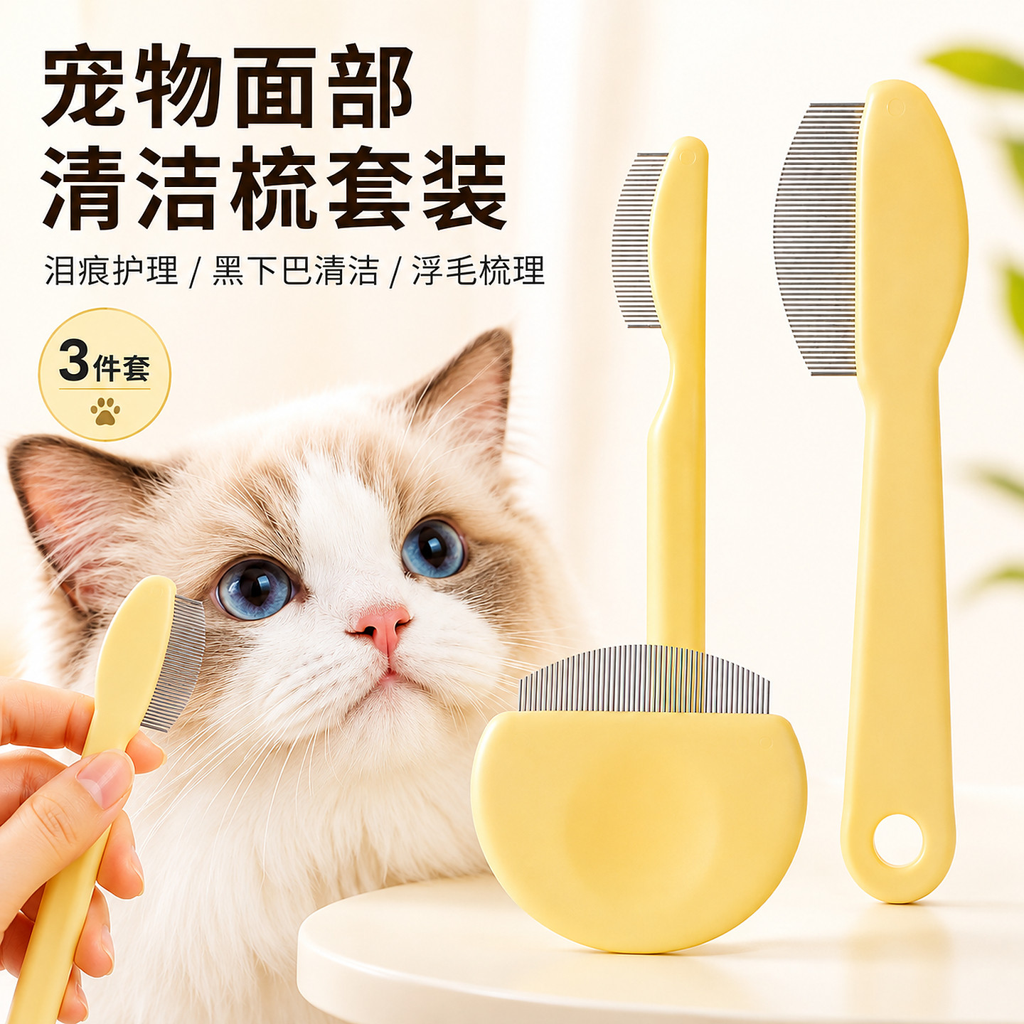 猫狗面梳排梳去泪痕开结除蚤