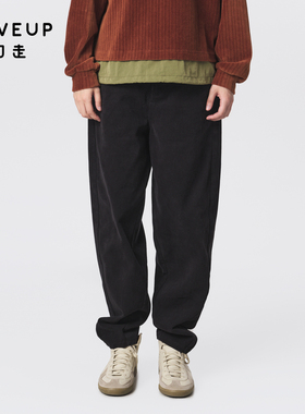 【商场同款】MOVEUP幻走2023冬季新款加绒纯棉设计师休闲直筒裤女