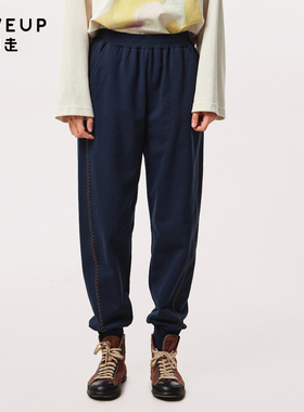 MOVEUP幻走2023秋季新款.FUN系列 松紧腰绣花保暖设计师休闲裤女