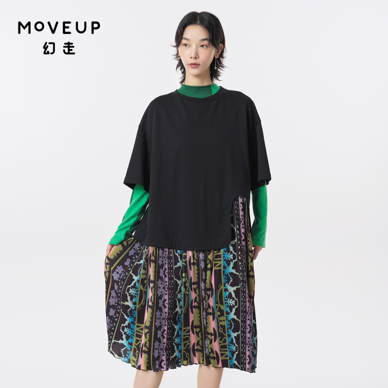 Moveup设计师印花压褶幻走