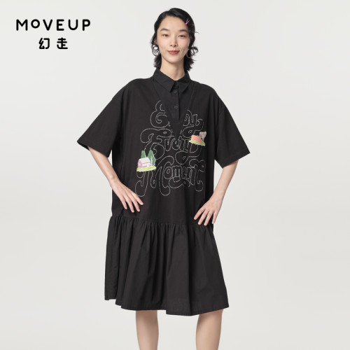 Moveup趣味纯棉绣花幻走
