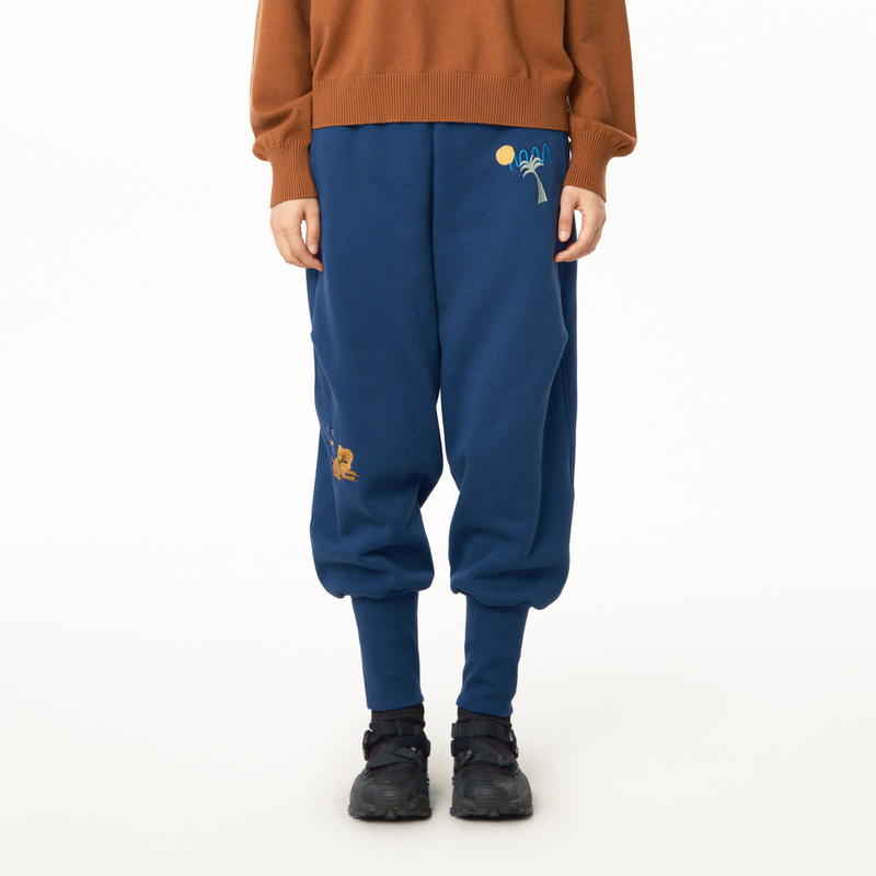 松紧腰 趣味绣花 长罗纹