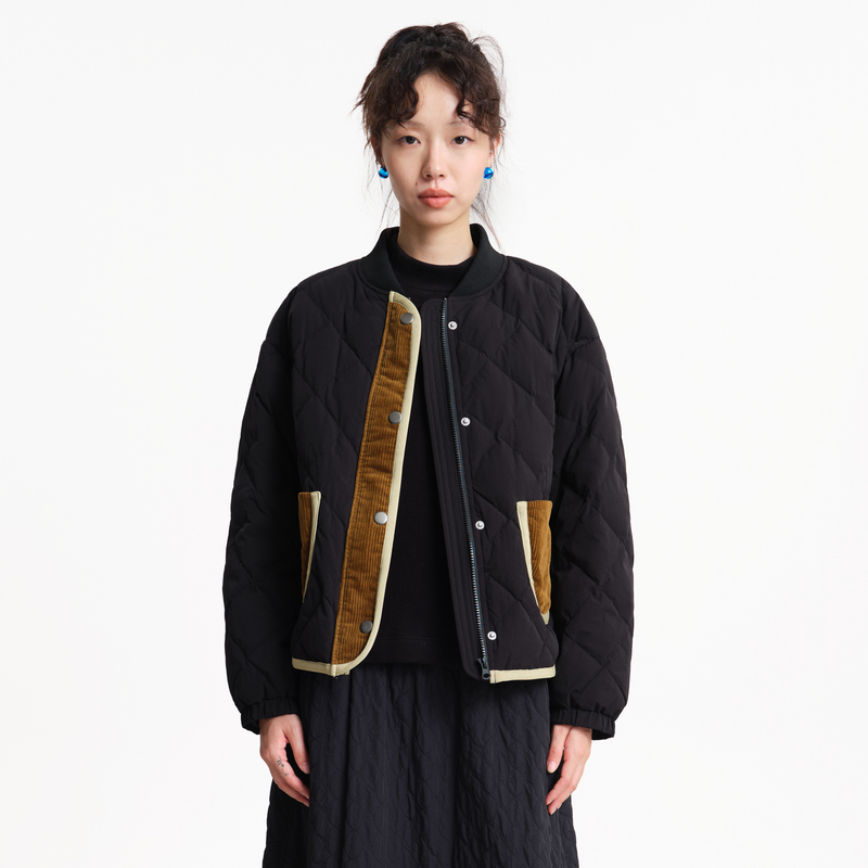 贴袋、撞色织带、菱形格