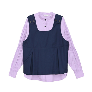 MOVEUP幻走2024秋季新款.FUN系列设计师中长款两件套马甲衬衫女