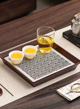 轻奢干湿两用茶盘家用功夫茶具托盘中式茶海茶具双层茶台储水壶承