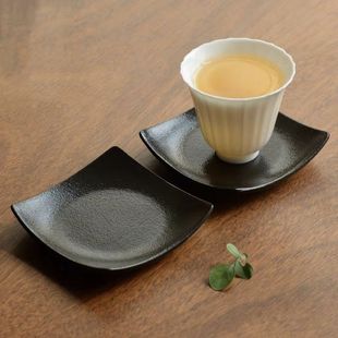 陶瓷杯垫茶垫子创意粗陶茶托黑陶隔热茶杯托家用功夫茶具茶道配件