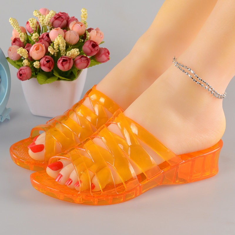 Jelly color Clear quartz Plastic With slope sandals  summer The thickness of the bottom non-slip old-fashioned outdoor Semi slipperin the Women's Shoes, Slippers  category - from Buy2taobao.com to provide professional Taobao agent buy service
