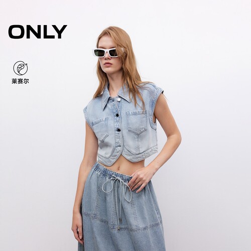 ONLY短款无袖牛仔衬衫