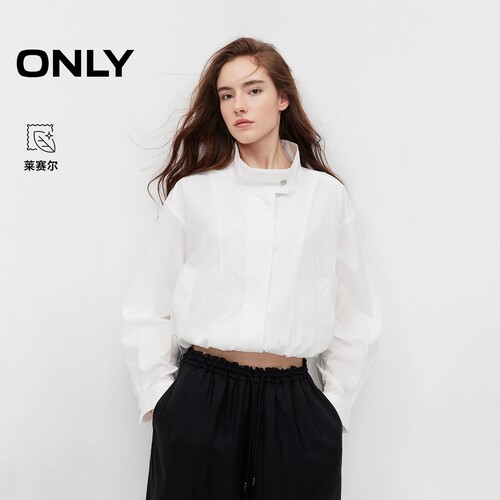 ONLY含莱赛尔灯笼袖小高领风衣