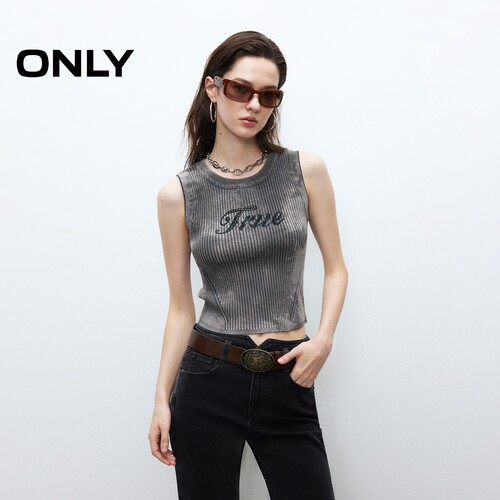 ONLY重工钉钻做旧字母背心针织衫