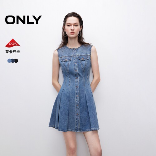 ONLY圆领短裙牛仔连衣裙