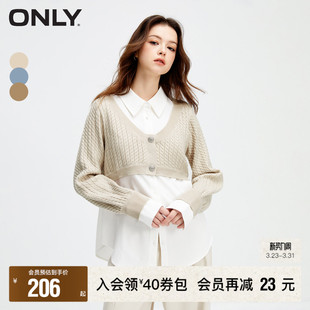 ONLY奥莱 针织衬衫 春季 学院风简约假两件短款 女 新款