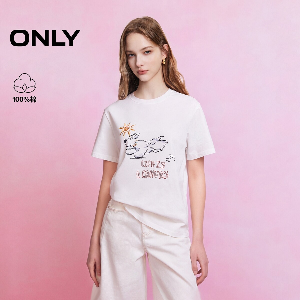 ONLY正肩圆领短袖T恤图片