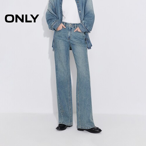 ONLY高腰长裤直筒裤牛仔裤