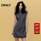 ONLY2025秋冬新款 通勤气质无袖 一字船领实用口袋短裙连衣裙女