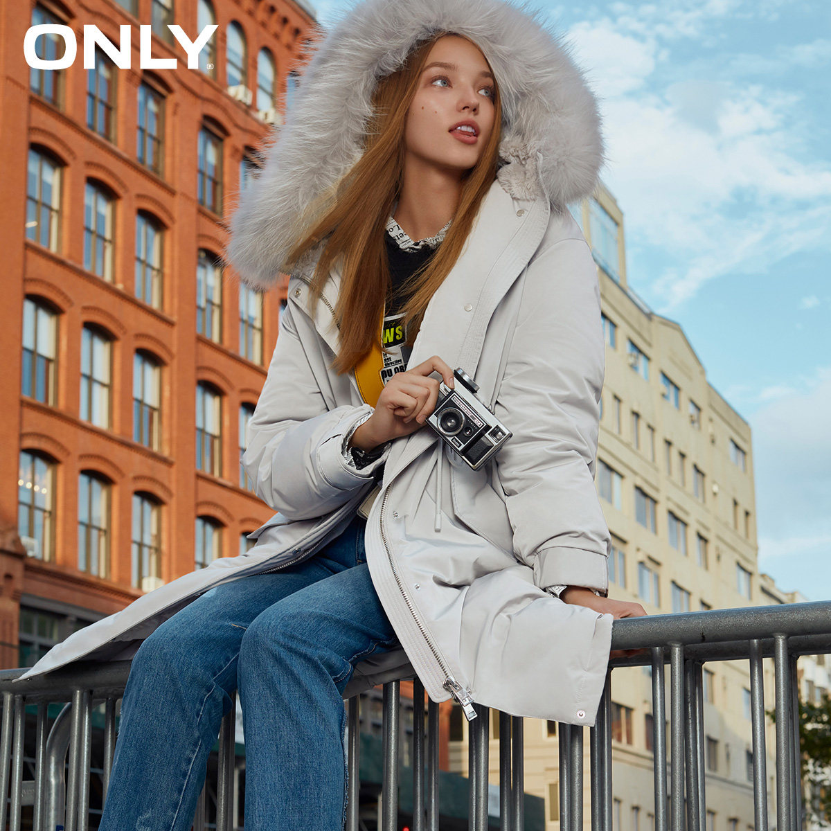 ONLY冬季新款抽绳长款收腰羽绒服女|119312522