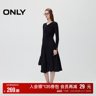 【ONLY奥莱】秋冬新款优雅气质V领修身针织套装连衣裙女