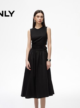 【ONLY奥莱】春夏新款休闲百搭圆领坎袖伞裙连衣裙女