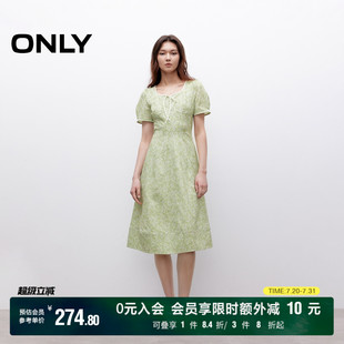 ONLY奥莱2025夏季 碎花中长裙连衣裙女 新款 甜美优雅泡泡袖
