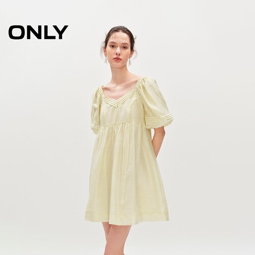 ONLY泡泡袖V领短裙连衣裙