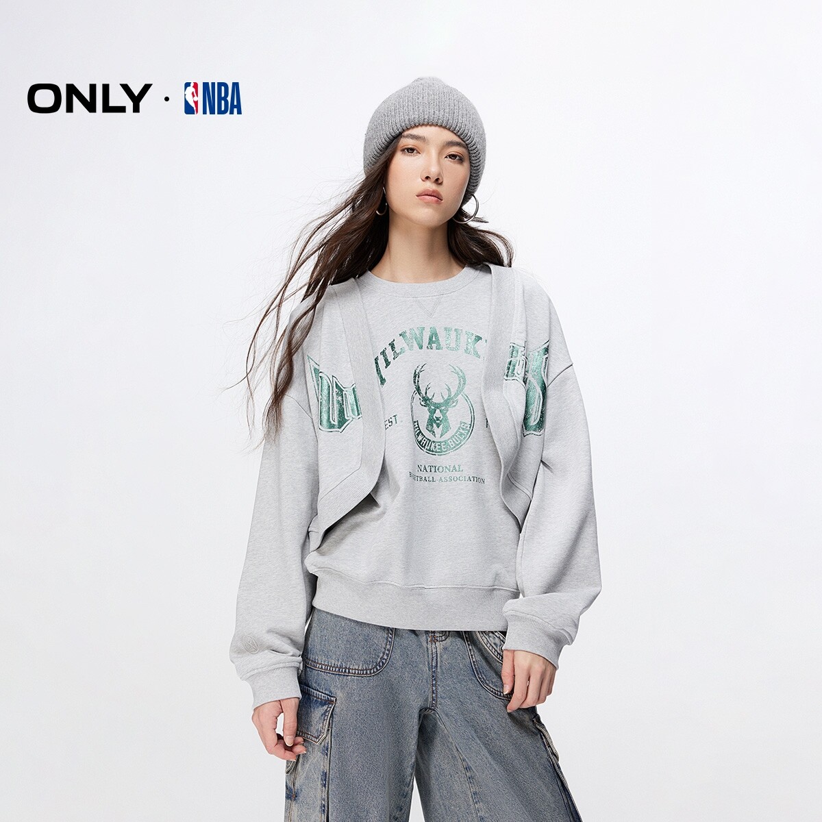 【ONLY奥莱】春夏新款NBA联名款美式潮酷印花套装卫衣女