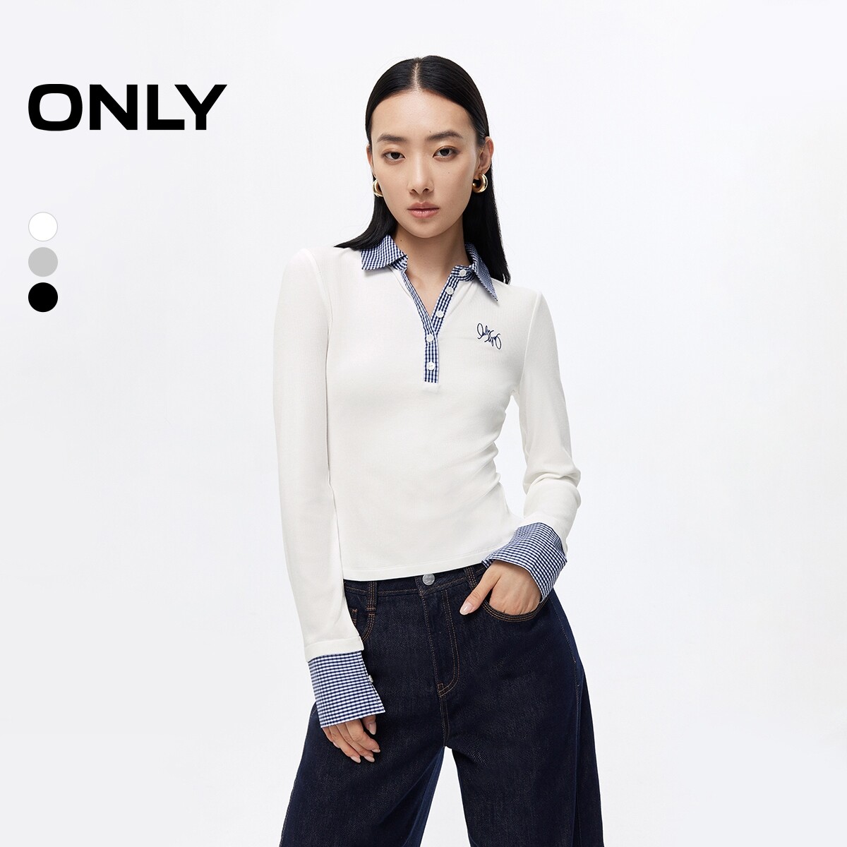 ONLY美式正肩显瘦长袖T恤