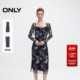 套装 ONLY奥莱2025秋冬新款 优雅气质印花长袖 中长裙连衣裙女