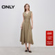 ONLY2025秋冬新款 复古风不规则下摆设计纯色V领无袖 长裙连衣裙女