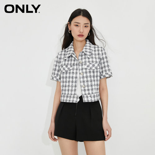ONLY格纹短款修身夹克外套