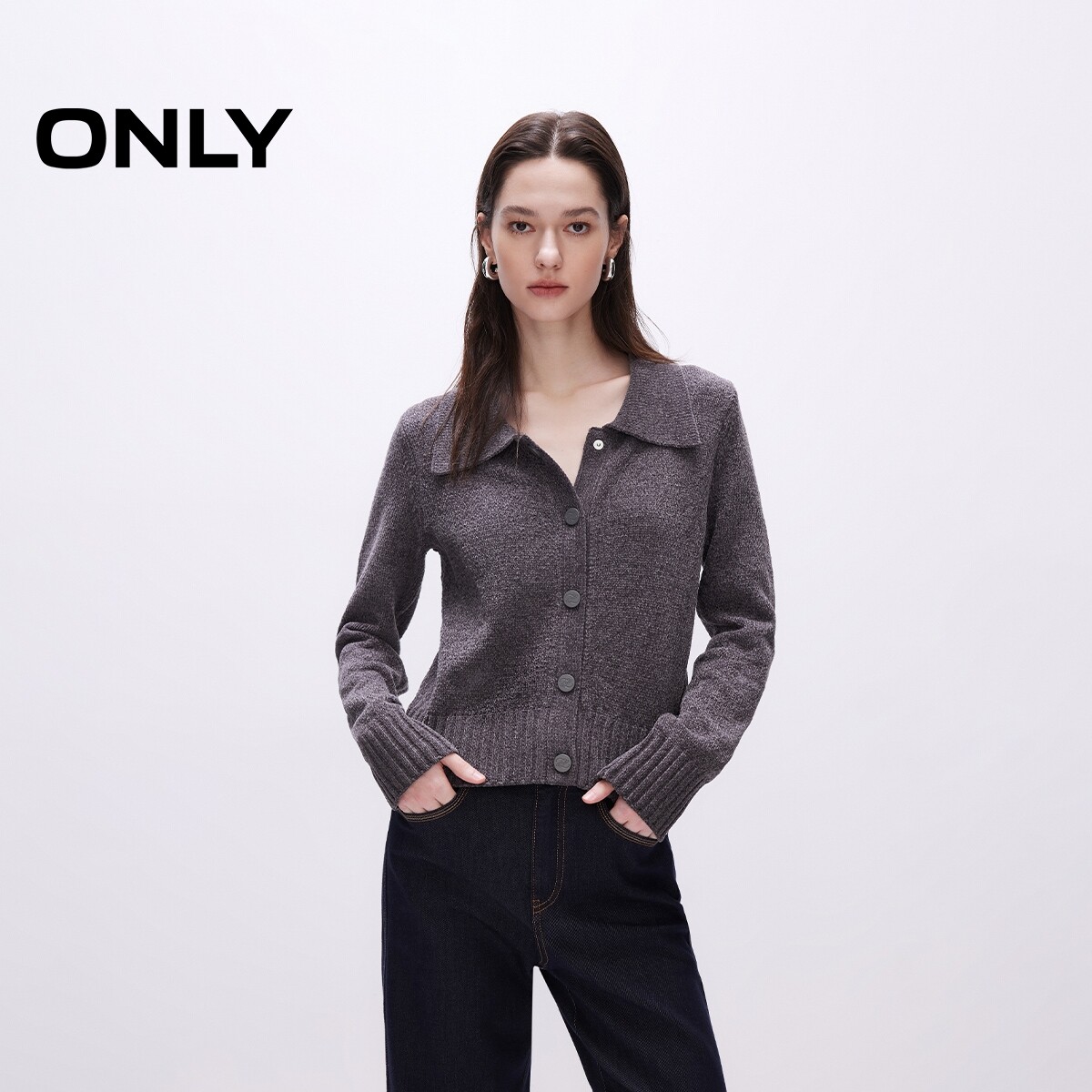 ONLY正肩开衫短款毛衣针织衫