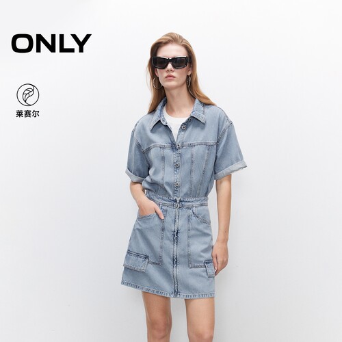 ONLY收腰翻领牛仔短裙连衣裙