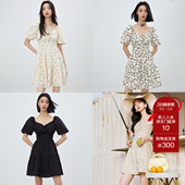 通勤气质收腰V领中长款 新款 春季 牛仔连衣裙女 ONLY奥莱