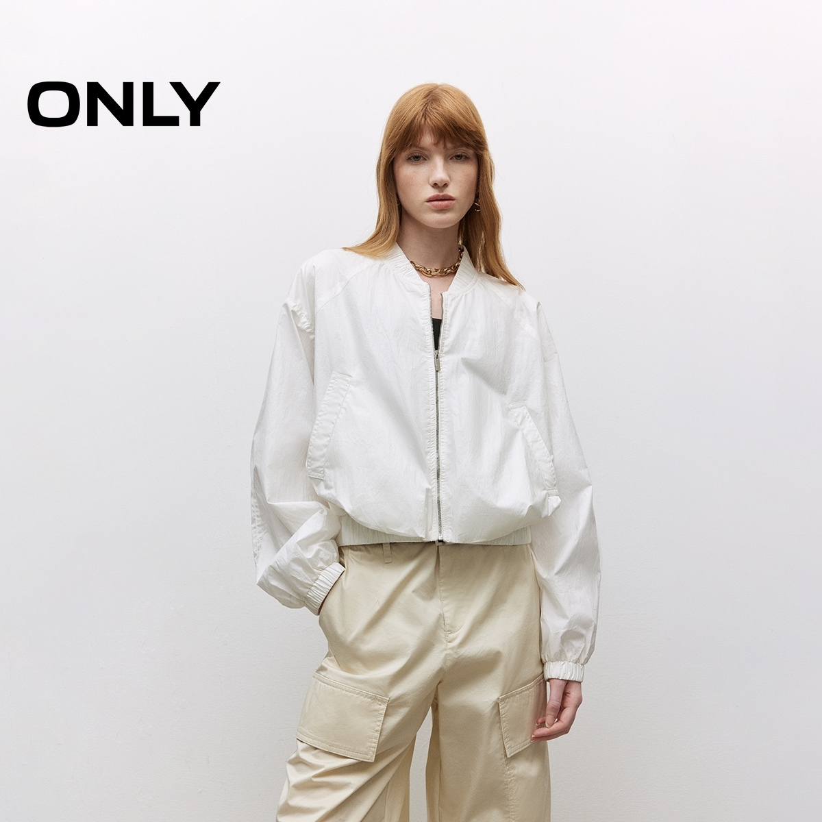 ONLY宽松显瘦落肩短款夹克外套