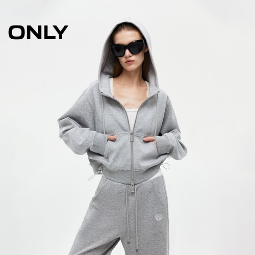 ONLY宽松落肩连帽短款卫衣