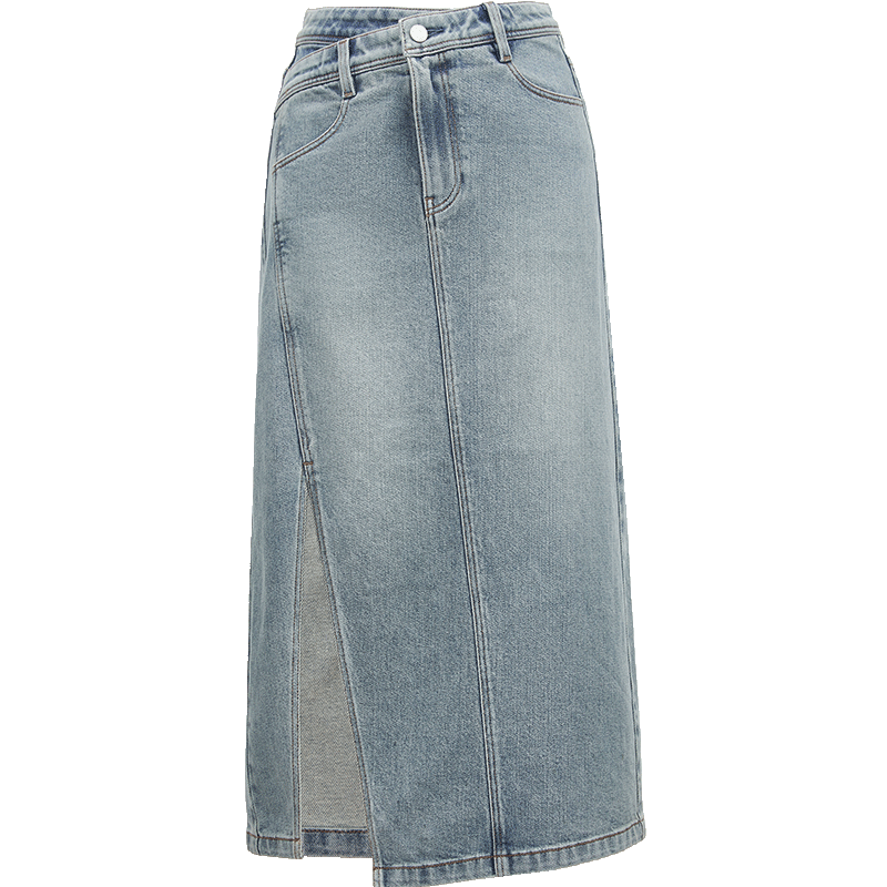 【ONLY奥莱】春夏新款时尚个性开衩牛仔高腰中长款半身裙女