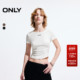 新款 设计感蝴蝶结圆领修身 短款 ONLY奥莱2025夏季 短袖 T恤女