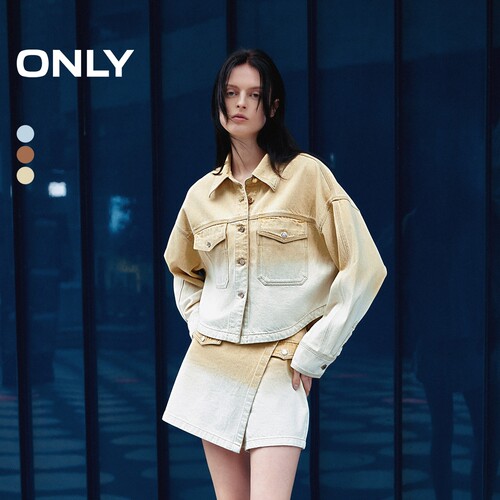 ONLY水洗翻领宽松牛仔外套