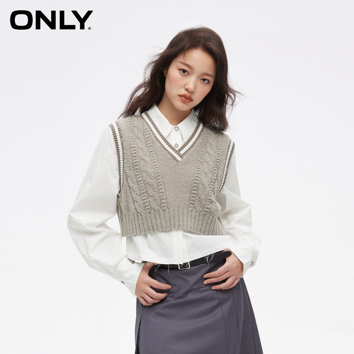 ONLY马甲短款套装衬衫