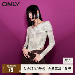 ONLY奥莱 不对称领口短款 春夏新款 百搭修身 T恤女 时尚