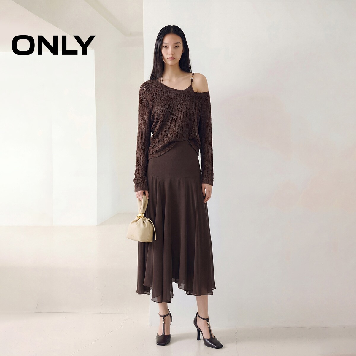 ONLY高腰拼接鱼尾长裙半身裙