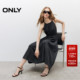 ONLY2025夏季 新款 天丝编织挂脖领口立体裁剪长裙牛仔连衣裙女