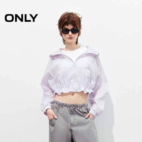ONLY轻薄插肩袖长袖连帽外套