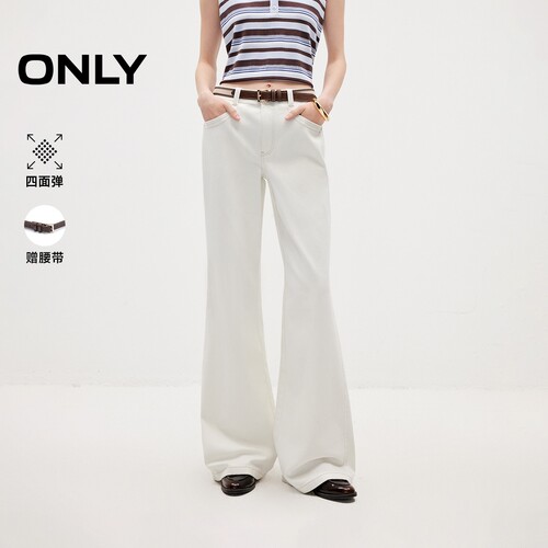 ONLY高腰裤子宽松喇叭裤牛仔裤