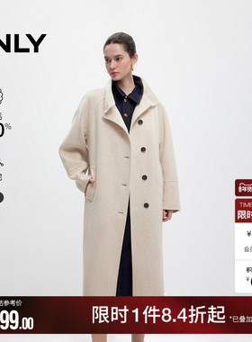 ONLY2025冬季新款双面呢100%绵羊毛长款毛呢大衣女|12536U008