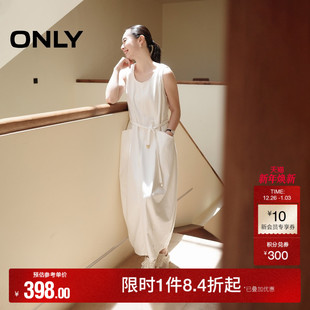 牛仔长裙连衣裙女 拼接剪裁宽松显瘦U型领无袖 ONLY2025夏季 新款