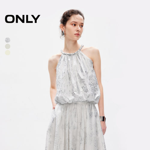 ONLY挂脖宽松短款蕾丝衫
