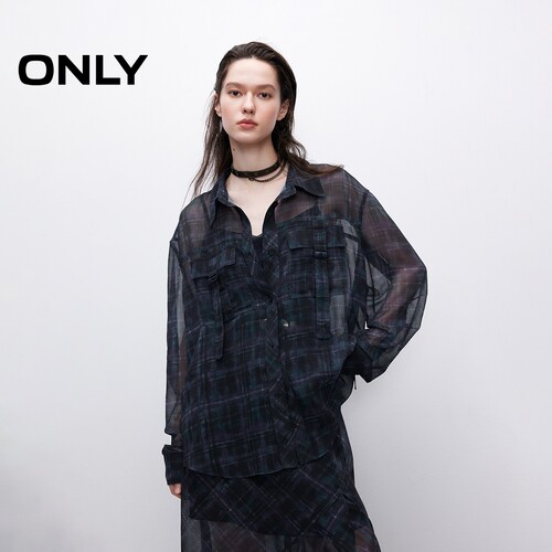 ONLY宽松翻领长袖衬衫
