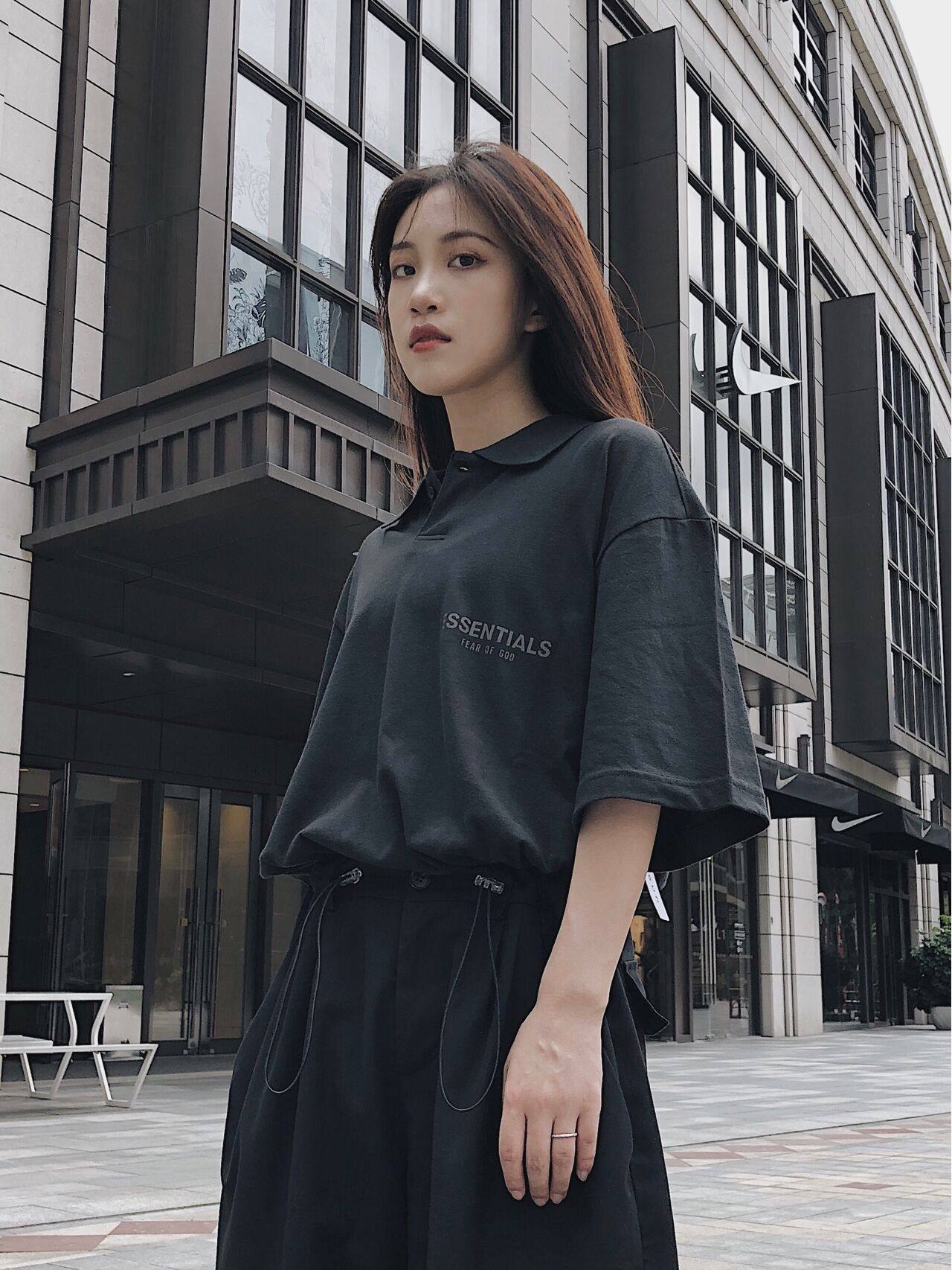 fear of god fog复线essentials短袖男女polo衫高街宽松休闲t恤