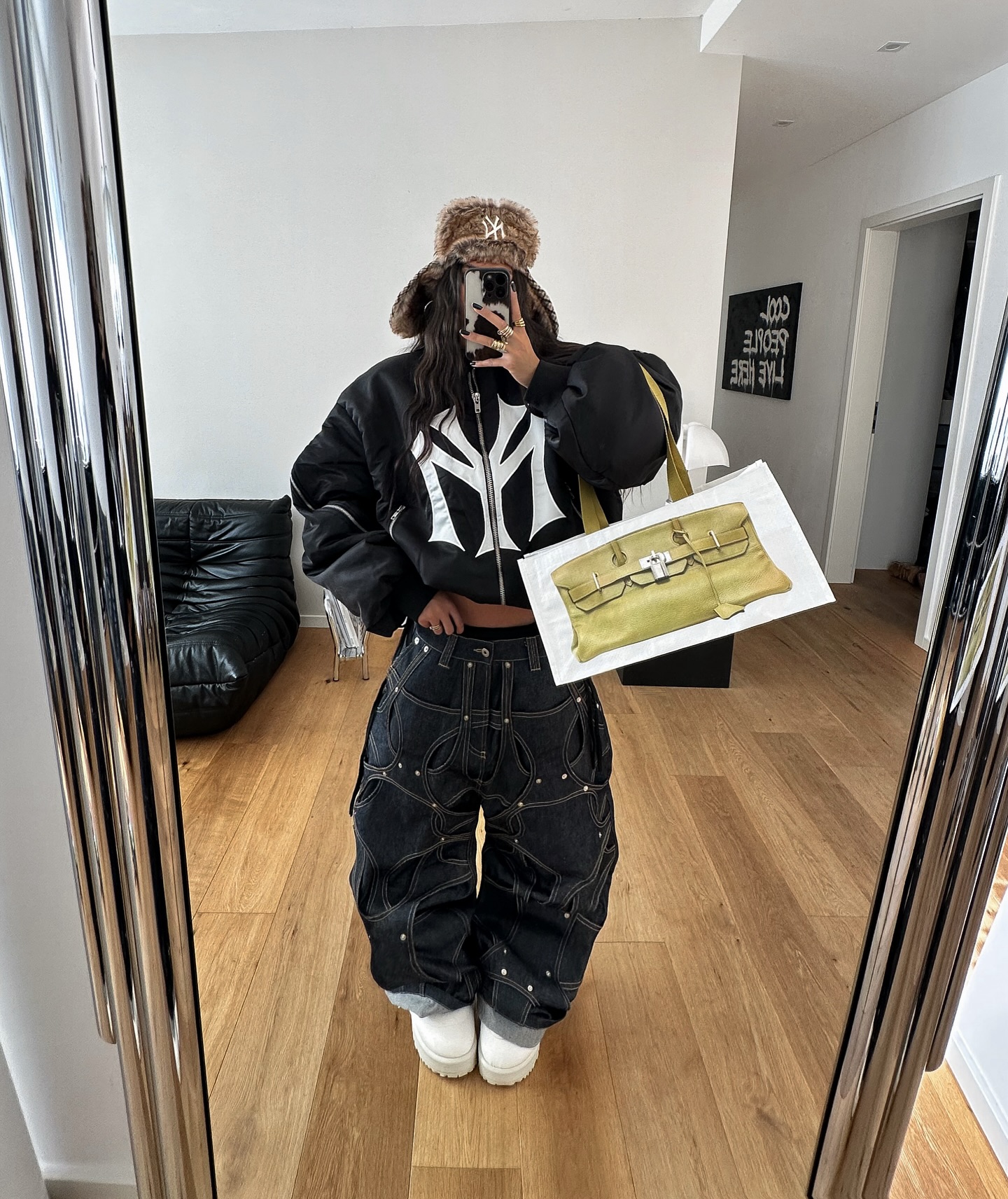Mowalola美式贴布拉链棉服外套