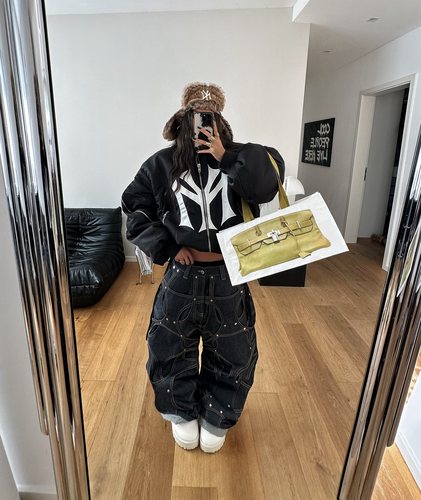 Mowalola美式贴布拉链棉服外套